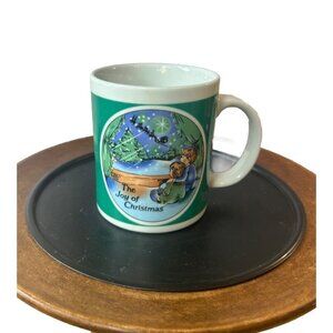 Vtg 1992 Houston Foods The Joy of Christmas Coffee cocoa mug Waiting for Santa